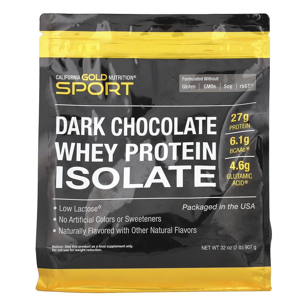 California Gold Nutrition Sports, Dark Chocolate Whey Protein Isolate, 2 Lb (907 G)