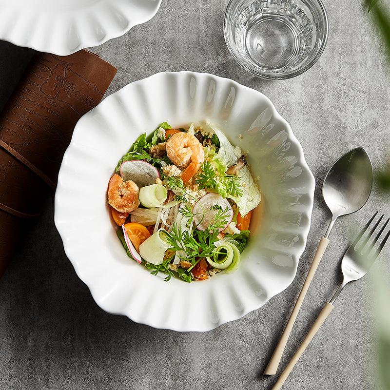 Салатница, большая керамическая фруктовница в скандинавском стиле, белая миска для супа с лапшой, большая миска для дома, ощущение высокого класса