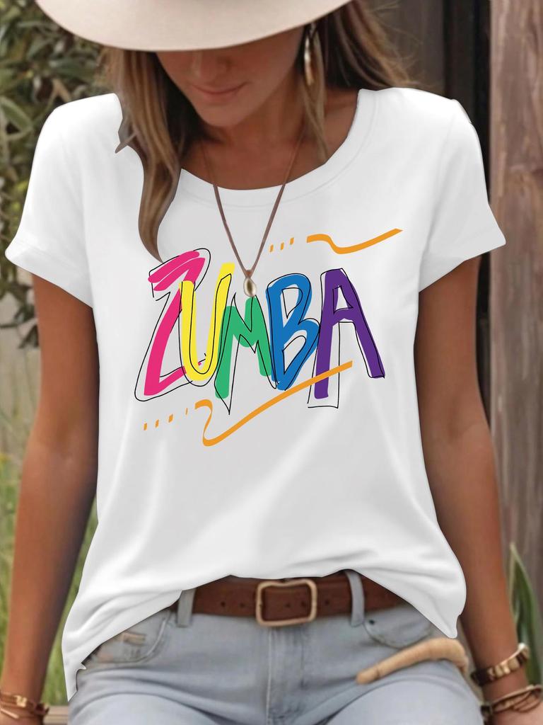 Женская красочная футболка свободного кроя с коротким рукавом и принтом ZUMB