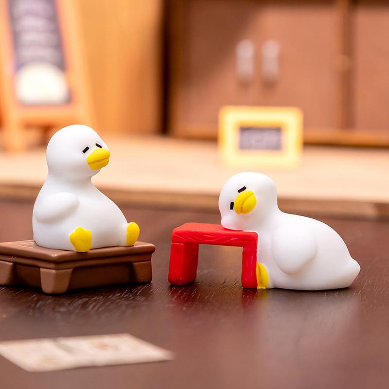 Miniatures Figurines Cute White Duck Animal Micro Landscape Ornaments For Home Desk Decoration Gardening Accessories