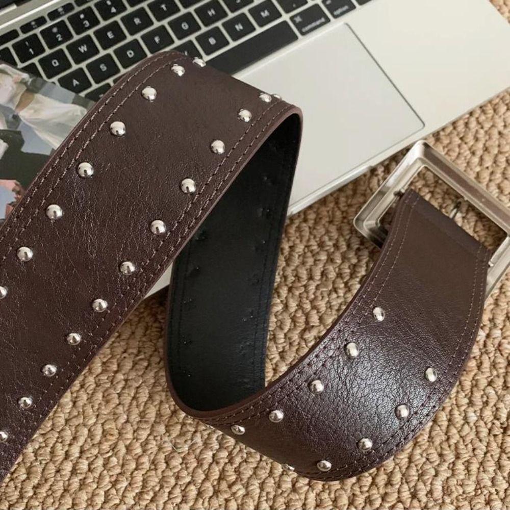 Готический пояс с заклепками в стиле панк, ремень для платья, джинсов, модный широкий женский ремень, уличная одежда