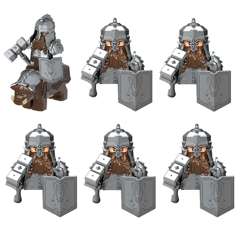 MOC Medieval Military Building Blocks Elven Warrior Orc Rohan Gondor Knight Character Set Animal Army Weapon Bow Crossbow Toy
