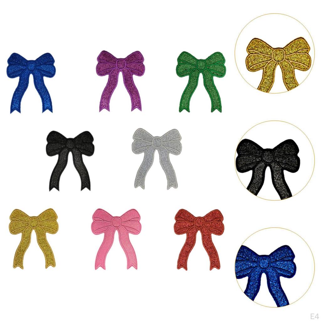 Bow Embroidered Patches Iron on Novelty Portable Diy Sew Decorative Appliques for Jeans