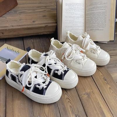 2024 парусиновые туфли женские кроссовки на платформе весна осень шнуровка балетки женские вулканизированные туфли кроссовки женские спортивные повседневные