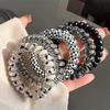 5-Pack Bohemian Black Spiral Hair Ties Set - Durable High Elastic Ponytail Hair Ties for Women and Girls
