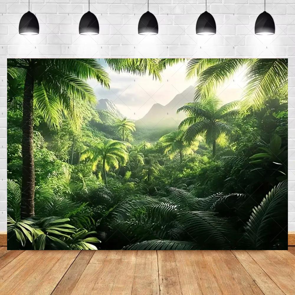 Tropical Rainforest Photography Backdrop Forest Jungle Green Tree Background Natural Scenery Party Decoration Photo Studio Prop