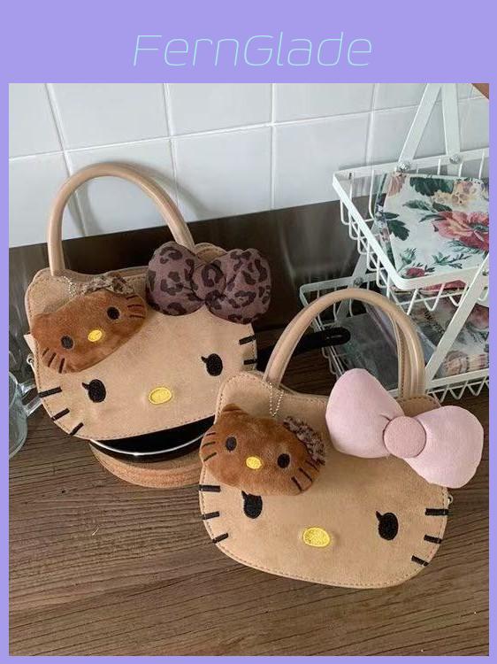 Мультяшная сумка через плечо Hello Kitty для девочек из ПУ-материала с вместительным отделением