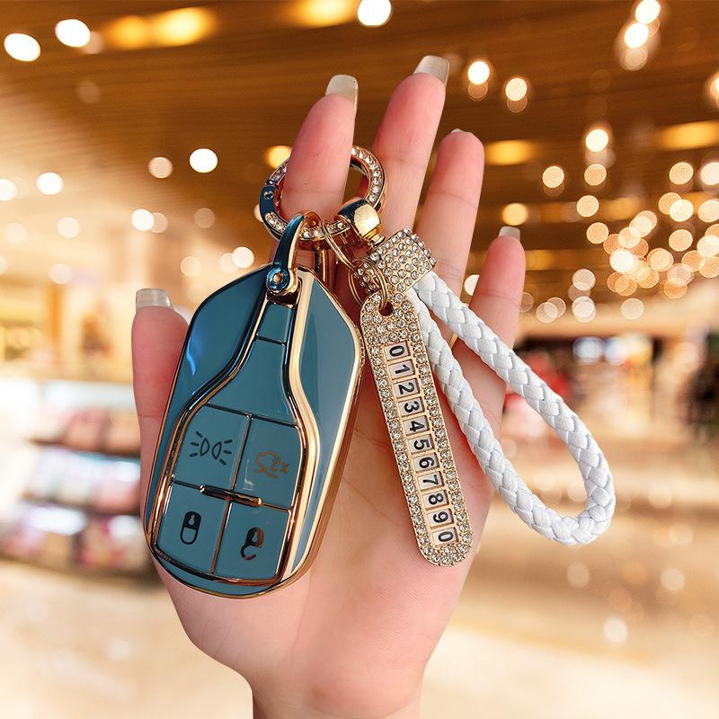 Подходит для нового чехла для ключа Maserati President Levante Всесторонний защитный чехол Сумка с пряжкой Geberit