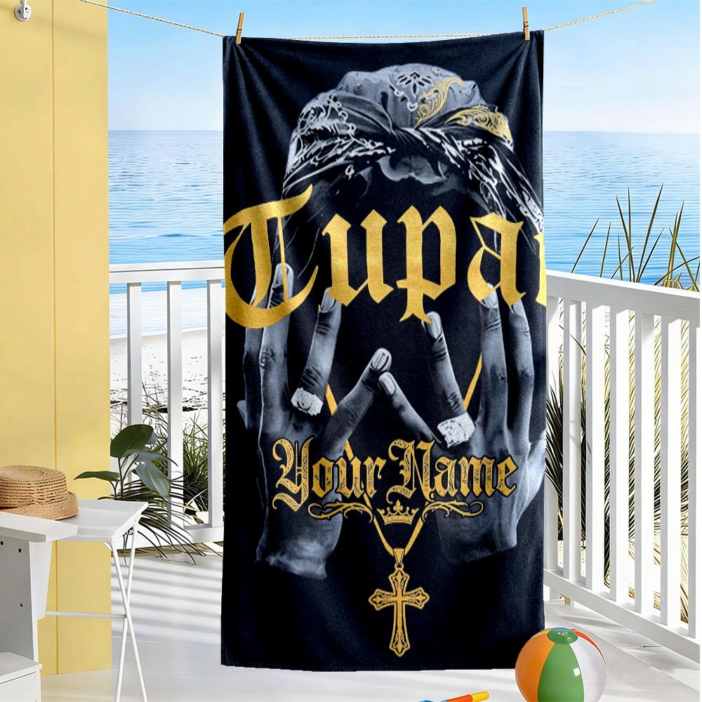 2pac Customized Name Beach Towel High Absorbency & Quick-Dry Portable for SwimmingBeachCamping Travel Beach AccessoriesGym