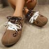 Fashion Women's Shoes Vintage Leopard Print Flat Heel Sneaker Women 2025 Patchwork Lace Up Tennis Shoes Woman Light Non Slip Sport Shoes