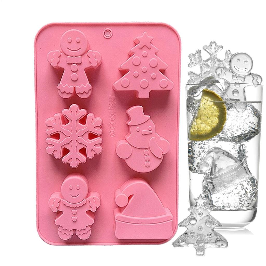 Рождественская силиконовая форма для конфет 6 ячеек 3D форма для шоколада форма в виде рождественской елки снеговика пряничного человечка для десерта