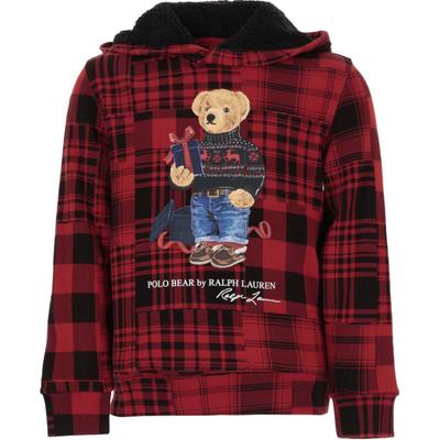 Толстовка Polo с капюшоном FW23 свободного кроя с принтом в виде медведя в клетку, с длинным рукавом, цветные блоки, для детей, толстовки с капюшоном 323920646-001