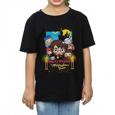 Хлопковая футболка в стиле чиби «Гарри Поттер и философские каменные девушки»