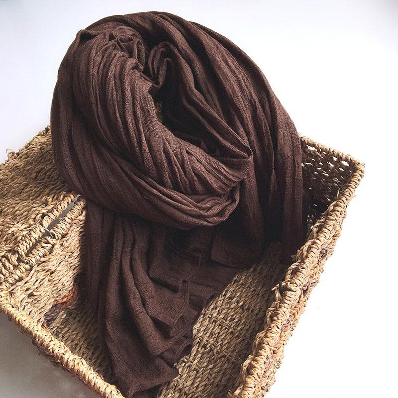 Cotton And Linen Solid Color Burgundy Japanese Scarf, Literary And Artistic Hollow Student Autumn And Winter Shawl, Thick Thermal Scarf
