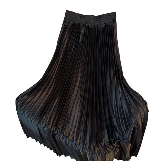 Юбка макси с высокой талией, глянцевая длинная юбка, однотонная, плиссированный дизайн, большой подол, юбка для танцев, для работы, отдыха, повседневной носки
