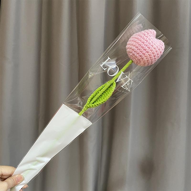 Simulated crochet Tulips Carnations Red roses DIY Handmade Flower Bouquets Birthday Gifts Wedding Souvenirs Mother Teacher's Day