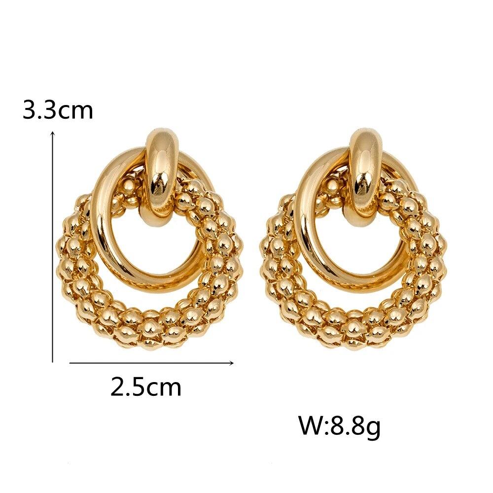 Новые модные массивные металлические геометрические серьги-подвески для женщин, крутые серьги золотого цвета в стиле панк, круглые витые висячие украшения для ушей