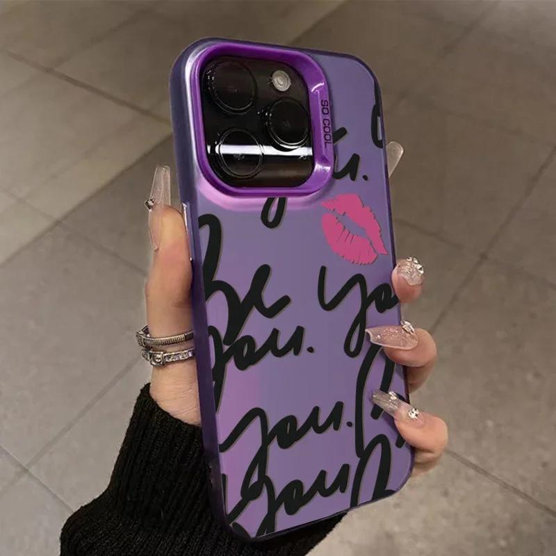 Чехол для телефона с надписью «English Letter Lips Label» для iPhone 16 15 Pro Max 14 13 12 11 Pro XR XS 7 8 16 Plus SE2, противоударный чехол
