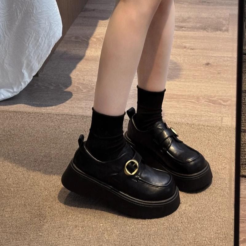 Leather Platform Loafers Women's Shoes 2025 Spring and Summer New Popular Height Increase Small British Style Small Leather Shoes Single Shoes