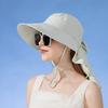 С шалью-солнцезащитным козырьком шляпа-ведро с отверстием для хвостика Aiti UV шляпа рыбака новый дизайн бант солнцезащитная шляпа пляжная