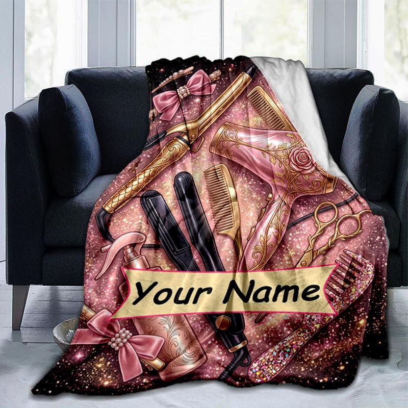 1PC Custom Name Glamorous Beauty Tools blanket versatile,all-season throw suitable for the living room,bedroom,camping,travel,and gift