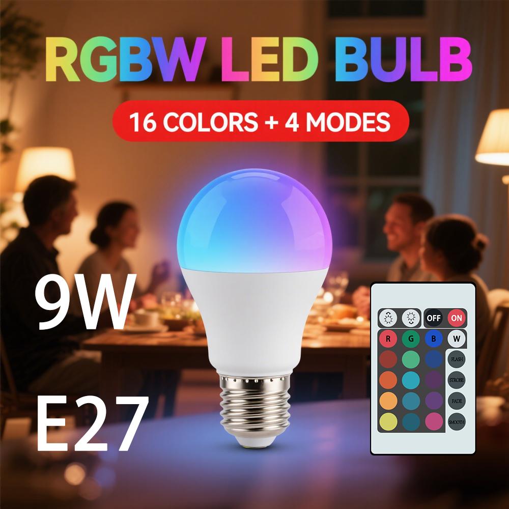 Пульт ДУ 24 кнопки Умная лампа Атмосферный свет 16 цветов RGB Лампа LED Многоцветная лампа E27 220В Бытовое освещение Диммируемая
