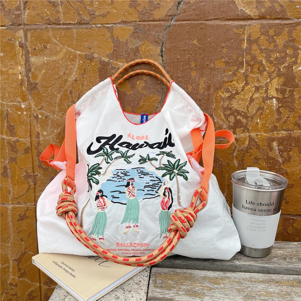 Embroidery Shopping Bag Women'S Fashion Niche Large Capacity Shoulder Bag Tide