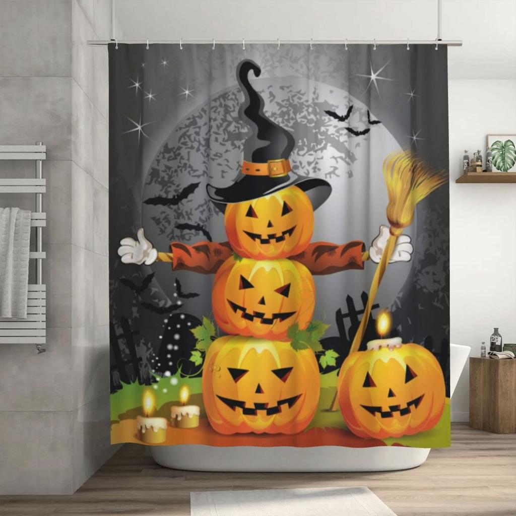 Shower Curtain HD No Punch Bathroom Partition Curtain Halloween Print