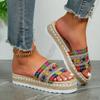 2024 Summer Women Slippers Outdoor Sandals Bohemian Ethnic Style Handmade Espadrilles Platform Slippers Flip Flops Women Shoes