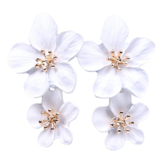 1 Pair Colorful Flower Stud Earrings Matte Bright Color Elegant Nonallergic Sweet Flower