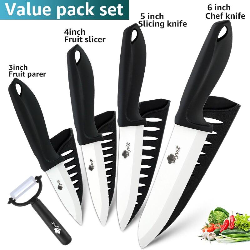 Ceramic Knife Set 3 4 5 6 Inch Kitchen Knife Set Fruit Vegetable Utility Slicing Zirconium White Blade Chef Knives