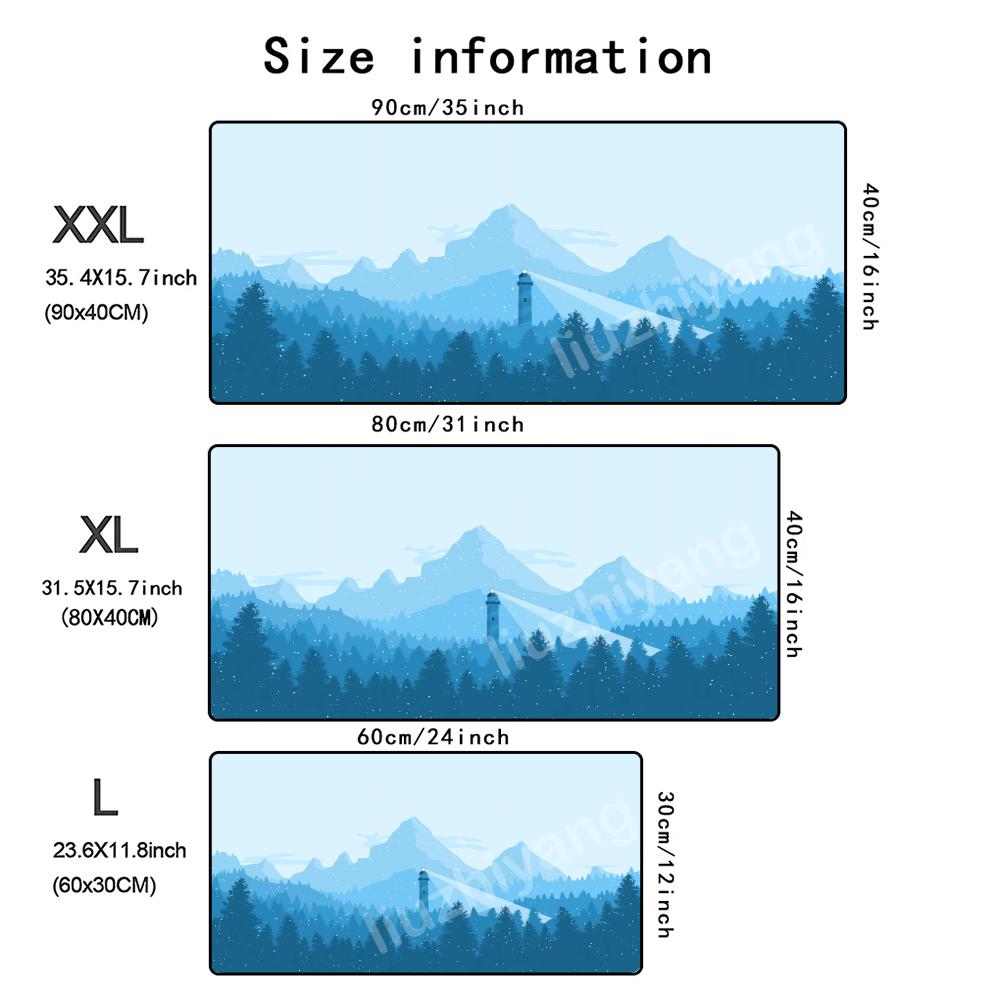 Mountain Gray Mouse Pad Large Computer Office Game Table Mat Xxl Rubber Antislip Stitched Edge Keyboard Mats Washable Desk Pads