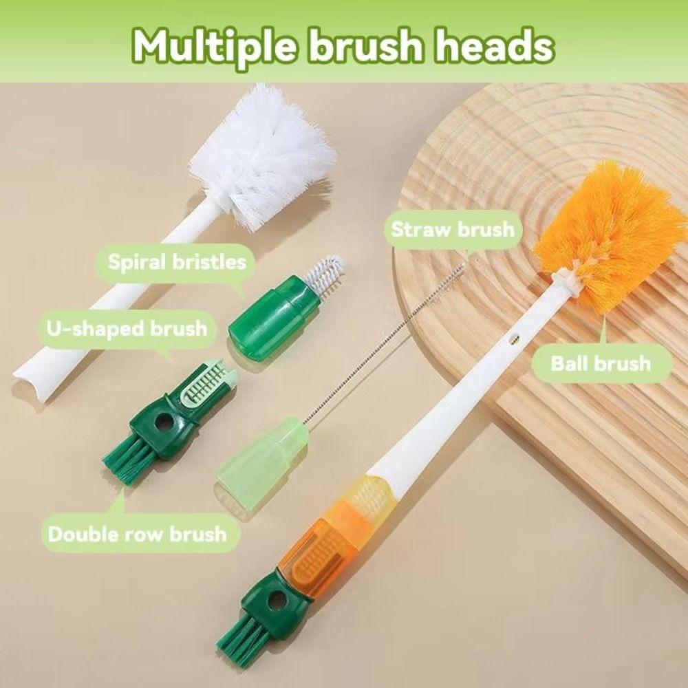 Multi-purpose Bottle Brush Long Handle 5 in 1 Cup Cleaning Brush  Baby Bottle Cleaning