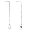 Cloud-Jewelry bsce-9sv Сапфир - камень сентября Серьги-цепочки женские с цифрой [В комплекте деревянная подарочная коробка] Серебро 925 bsce-9