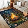 Flowers and Bonfire Print Carpet for Bedroom Living Room Bedside Sofa Floor Mat Modern Home Decor Space Area Rug for Gifts