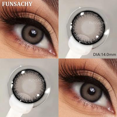 FUNSACHY 1 пара цветных контактных линз для глаз, натуральные модные линзы, серые зрачки, голубые линзы для глаз, косметика, мягкие контакты