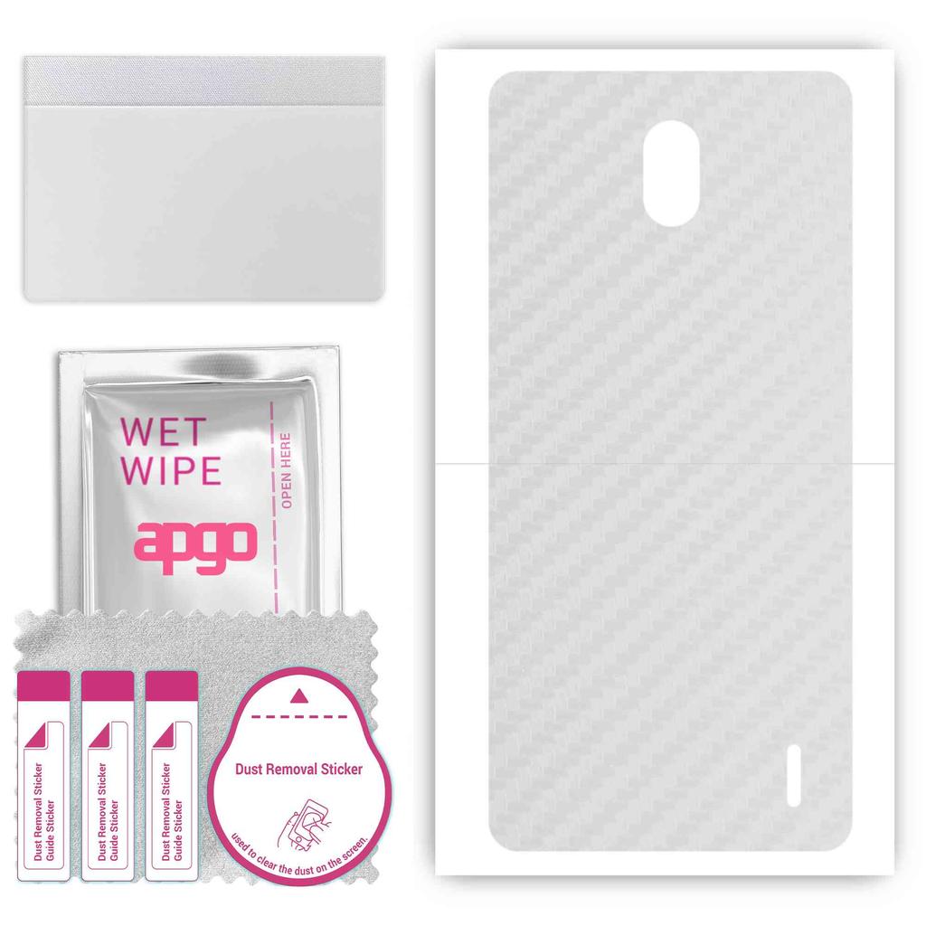 apgo Protective Skin Sticker for the Back Compatible with Nokia 2.1, Wrap Film, Foil, Vinyl - Pattern Transparent Carbon