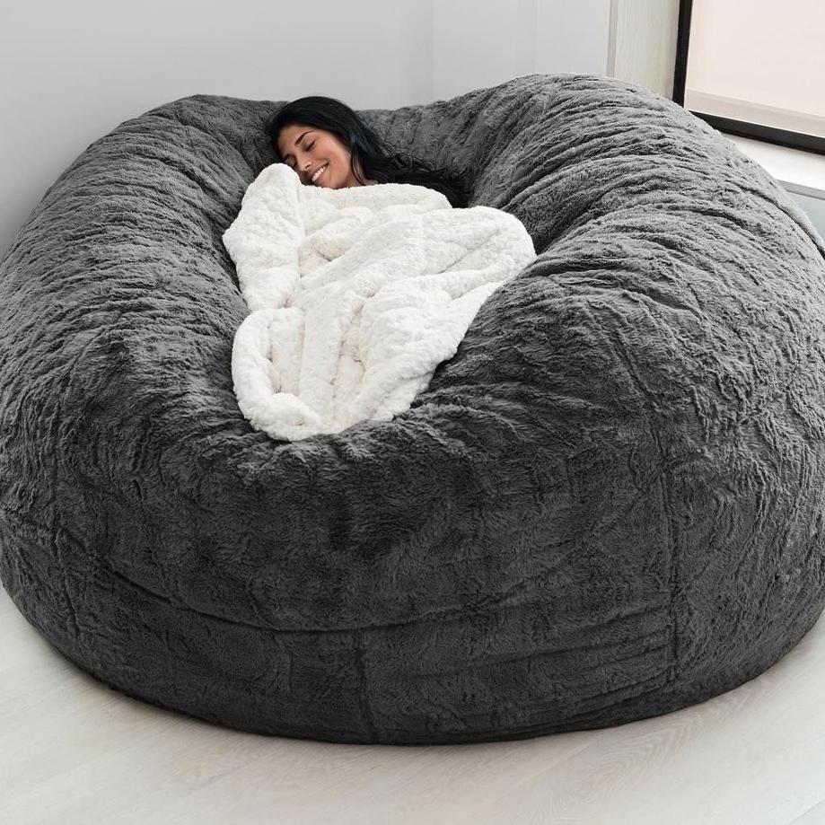 Solid Color Large Soft Plush Portable Living Room Lazy Sofa Cover Bean Cover Bag