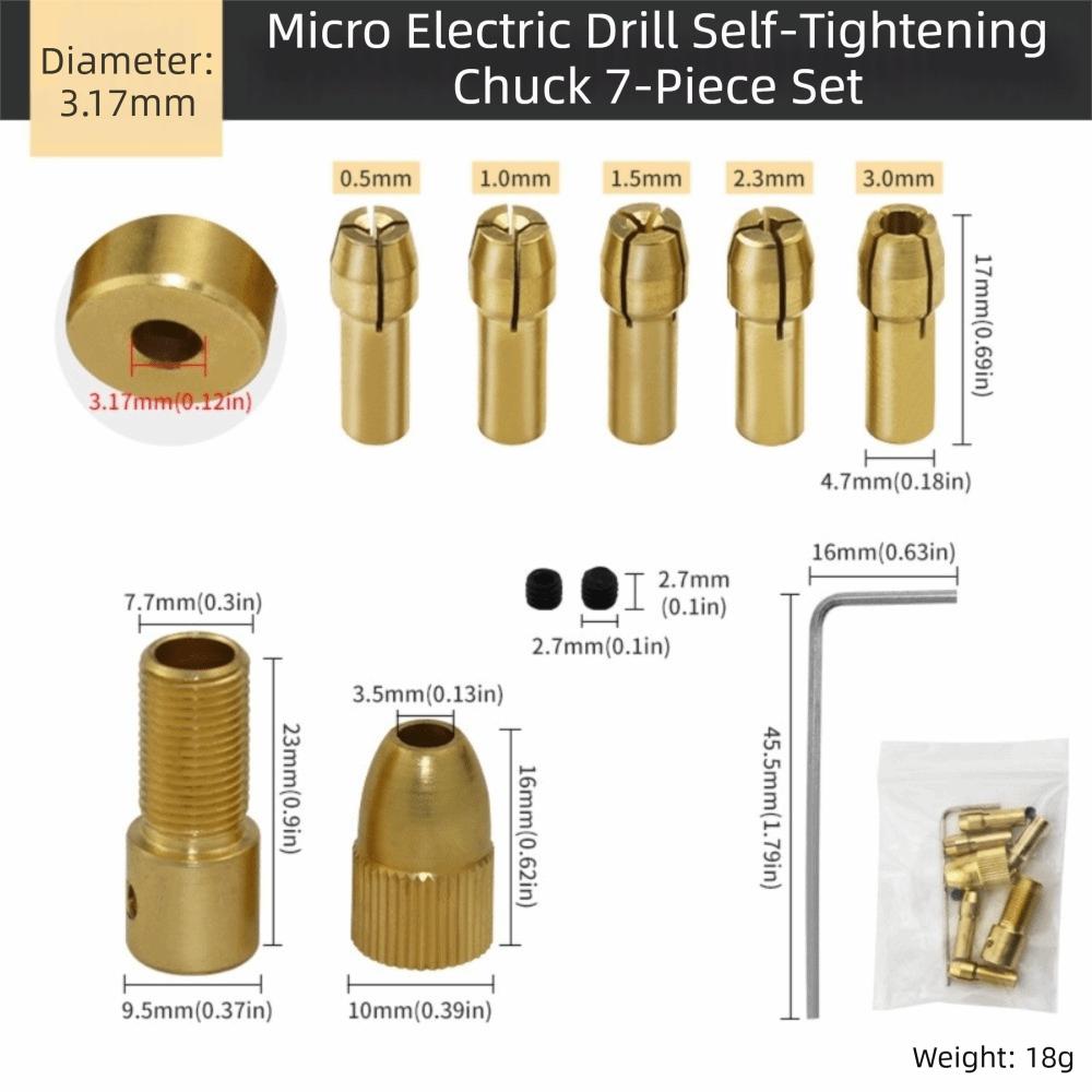 3 sets 0.5-3mm Capacity Brass Drill Chuck 4 Jaw Electric Drill Chuck For Rotary Tools