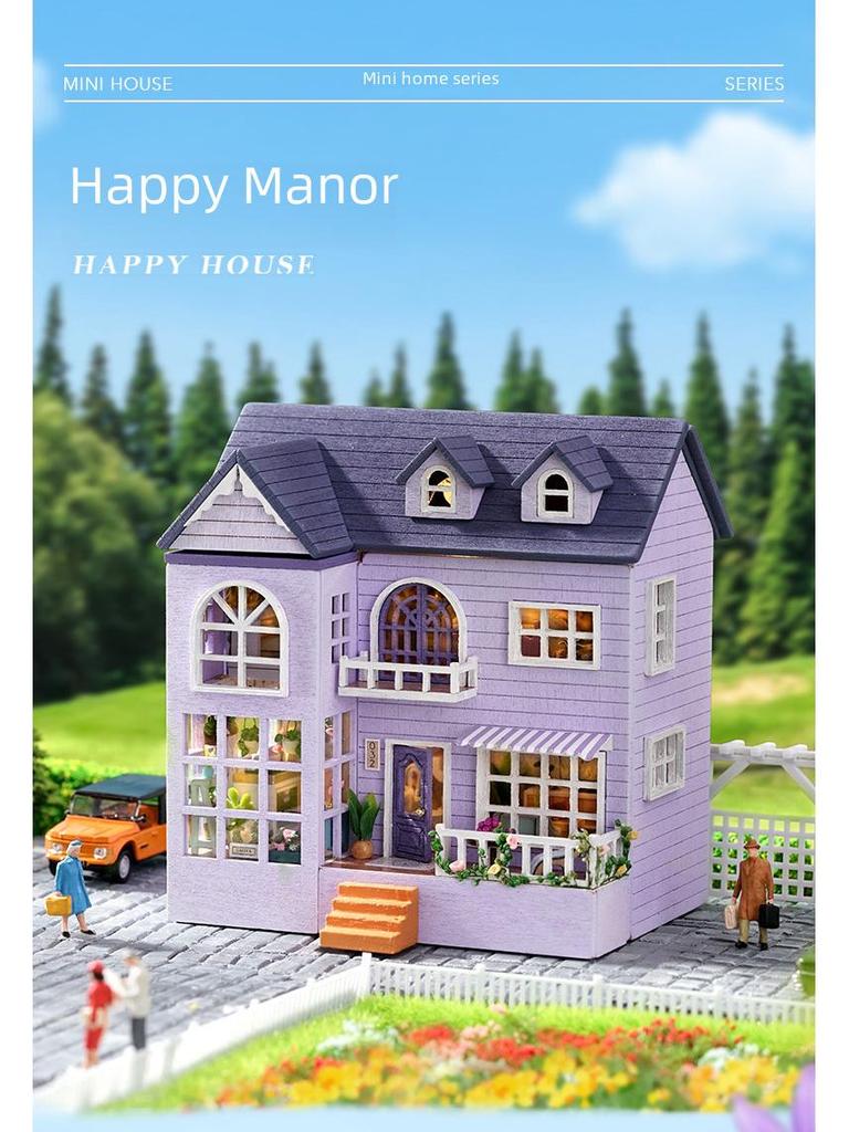 Happy Manor Деревянная самодельная многоуровневая хижина - Molan Manor Подарок ручной работы для женщин