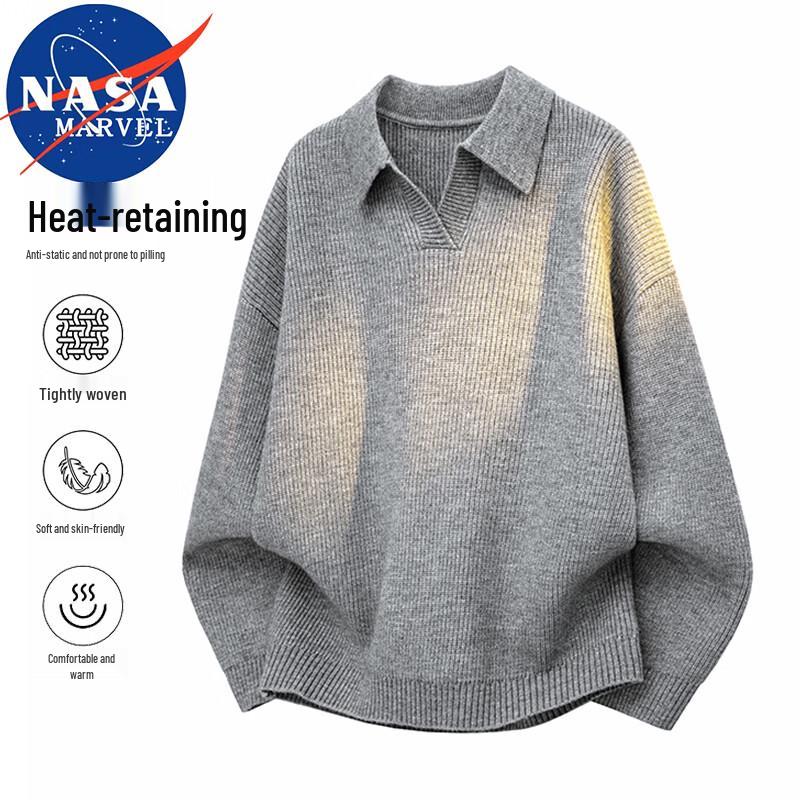 NASA MARVEL Men's Lapel Pullover Knit Sweater