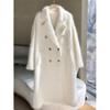 Пальто из шерсти кашемира с начесом, женский силуэт, двубортное белое свободное пальто средней и длинной длины