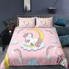 Unicorn Bedding Set King Queen White Pink Unicorn Duvet Cover For Girls Boys Dreamy Cartoon Sparkle Lilac Polyester Quilt Cover