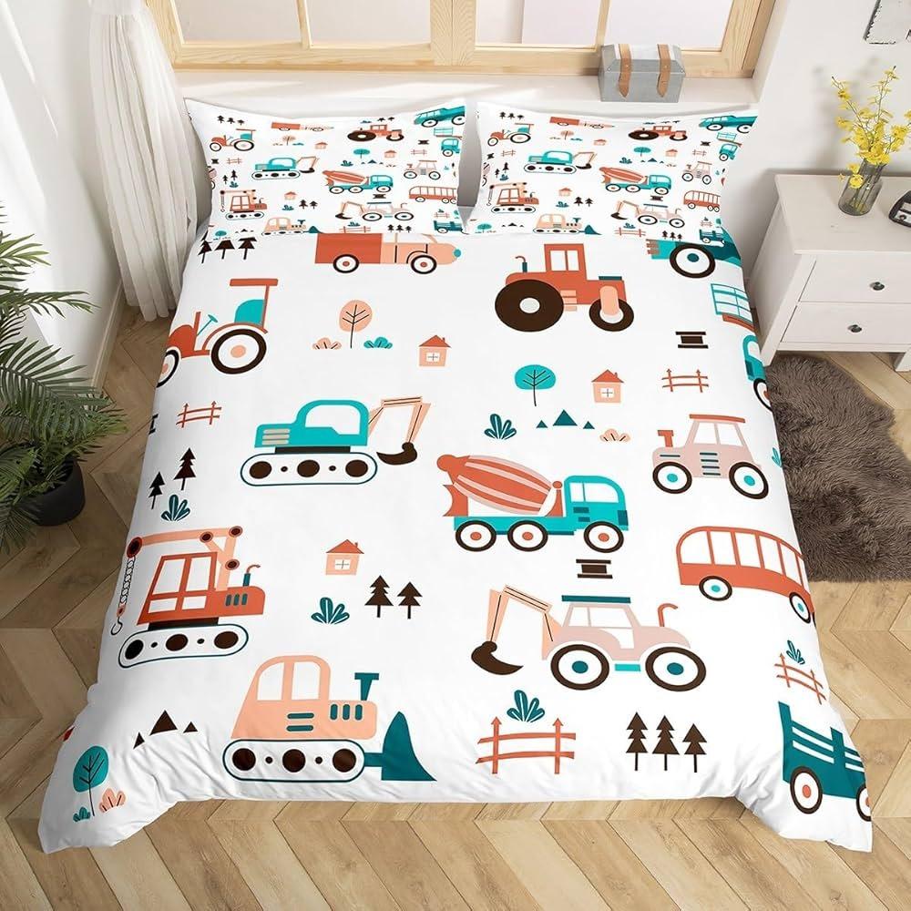 3D Engineering Vehicle Pattern Пододеяльник Постельное белье Экскаватор Постельное белье Мальчик Детский Односпальная Двуспальная Кровать Большой Подарок