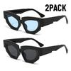 2PACK Trendy Cat Eye Irregular Sunglasses Women Men Luxury Brand Polygon Sun Glasses for Ladies Vintage Punk Shades