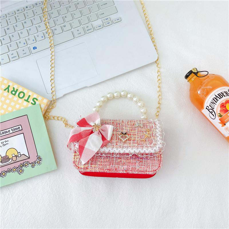 Adorable Mini Pearl Handbag For Girls Charming Chain Shoulder Bag For Children