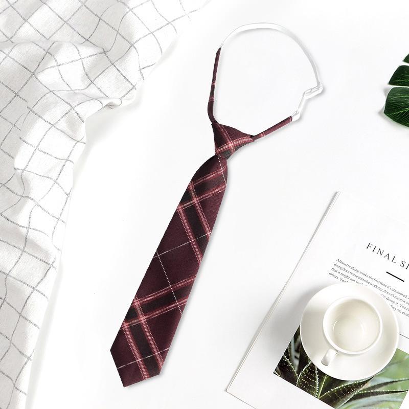 Галстук в стиле ретро в японском колледже: Коричневые, бордовые и черные полосы для женщин