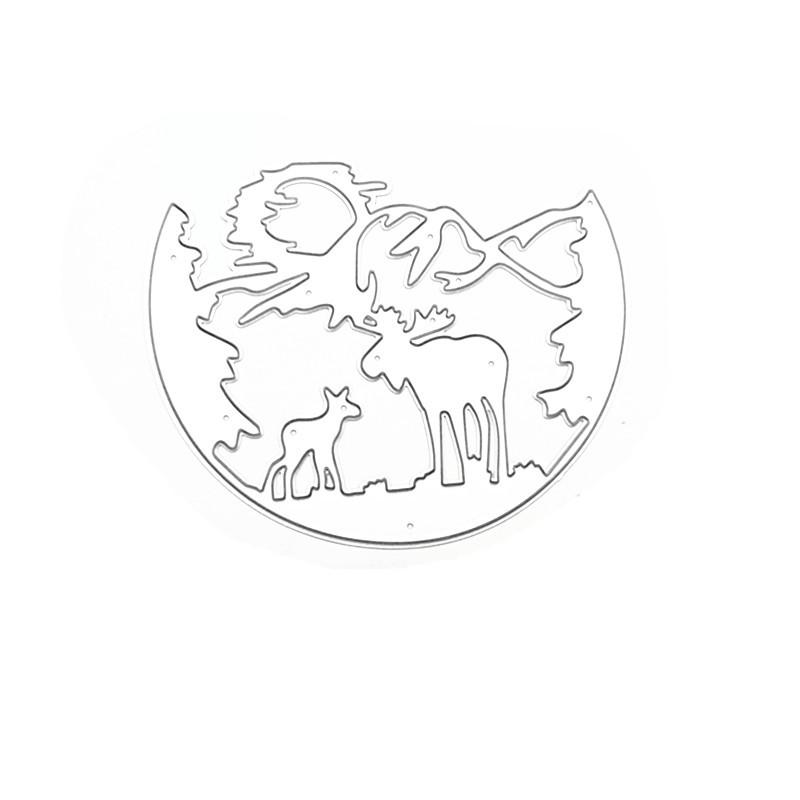 Олень отец и сын полукруг художественный узор металлические трафареты ремесло тиснение штампы для скрапбукинга для изготовления карт декор