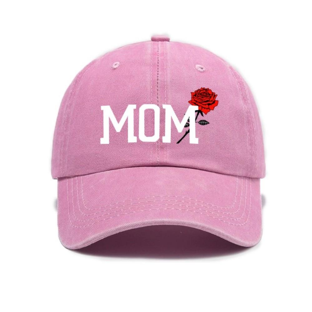 2pcs/set Classic Mom Dad Rose Printed Cap Washed Cotton Couple Cap Baseball Hats For Man Women