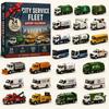 Christmas Stocking Stuffer 2026 Transportation Advent Calendar, 24-Day Acrylic Ornament Set with Vehicle Birthday Gift for Kids Figures, Tree